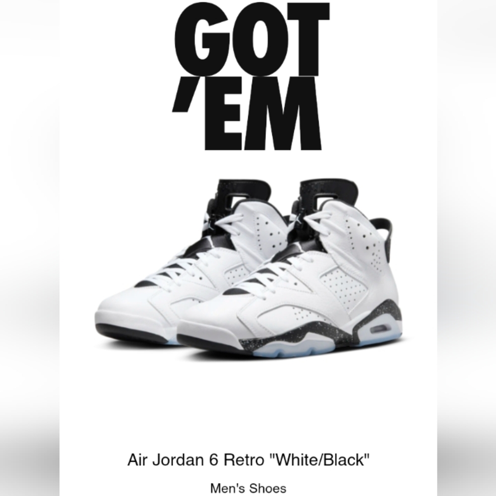 Closeout SALE 25% Size14 Jordan 6 Retro(blk/white)‼️In the box NEW‼️